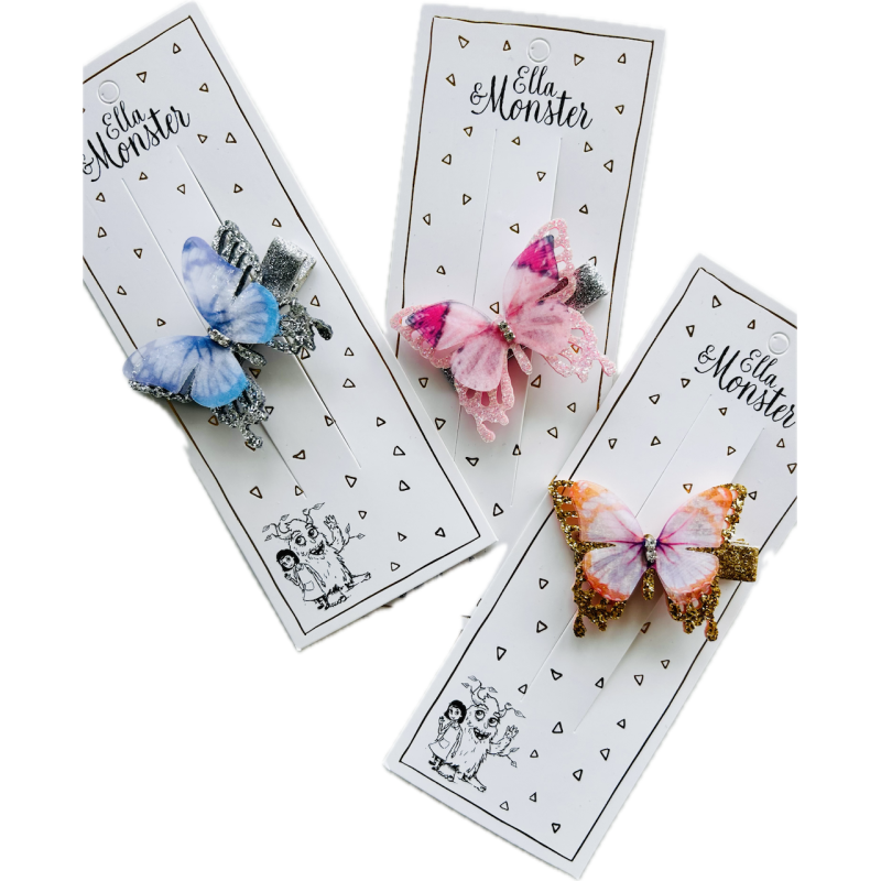 HAIR CLIP BUTTERFLY DREAM 6 PCS 3 COLORS