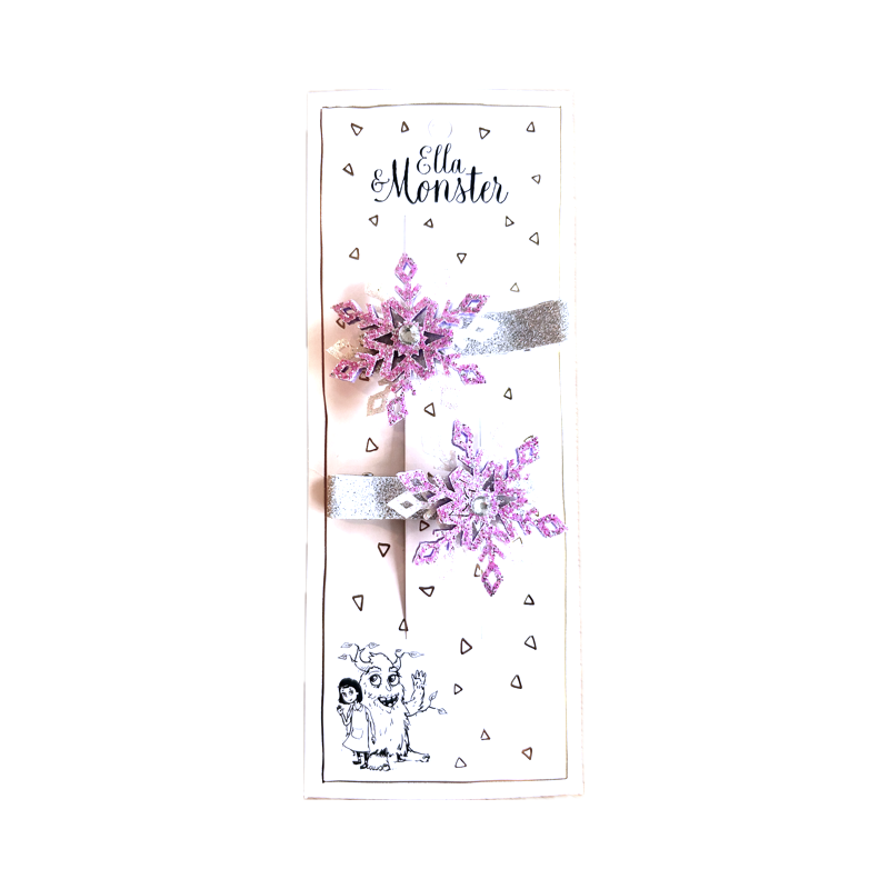 HAIR CLIP GLITTER SNOWFLAKE PURPLE - 6 PCS