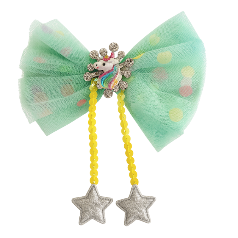 Big Unicorn Bow Green Hair Clip 6 PCS