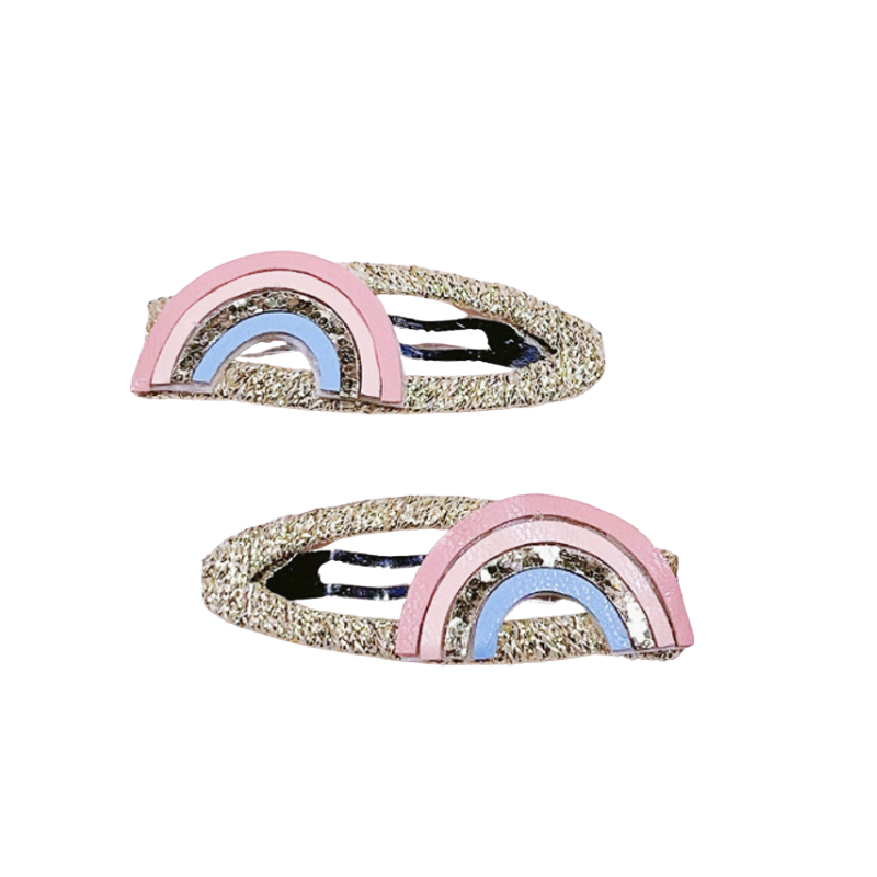Gold Glitter Rainbow Hair Clip 6 PCS