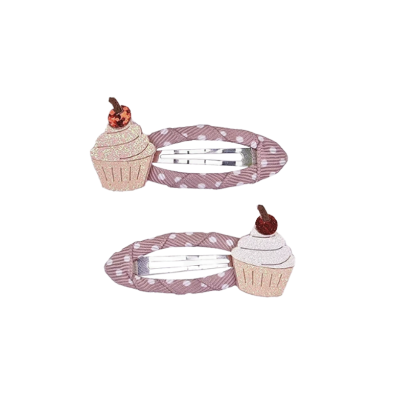 HAIR CLIP CHERRY CUPCAKE 6'ER PACK