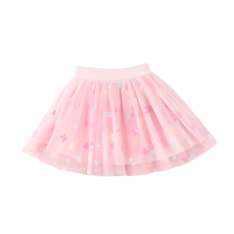 Flower Tulle Skirt - Rose -  Set of 4 pcs