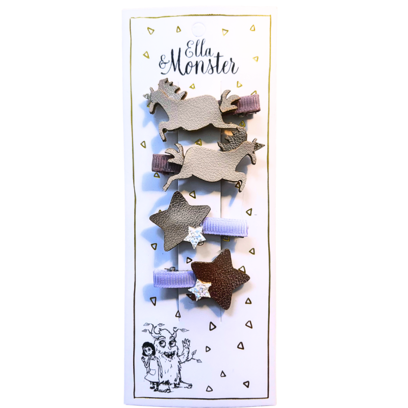 Unicorn & Star Rose Hair Clips – Set of 6