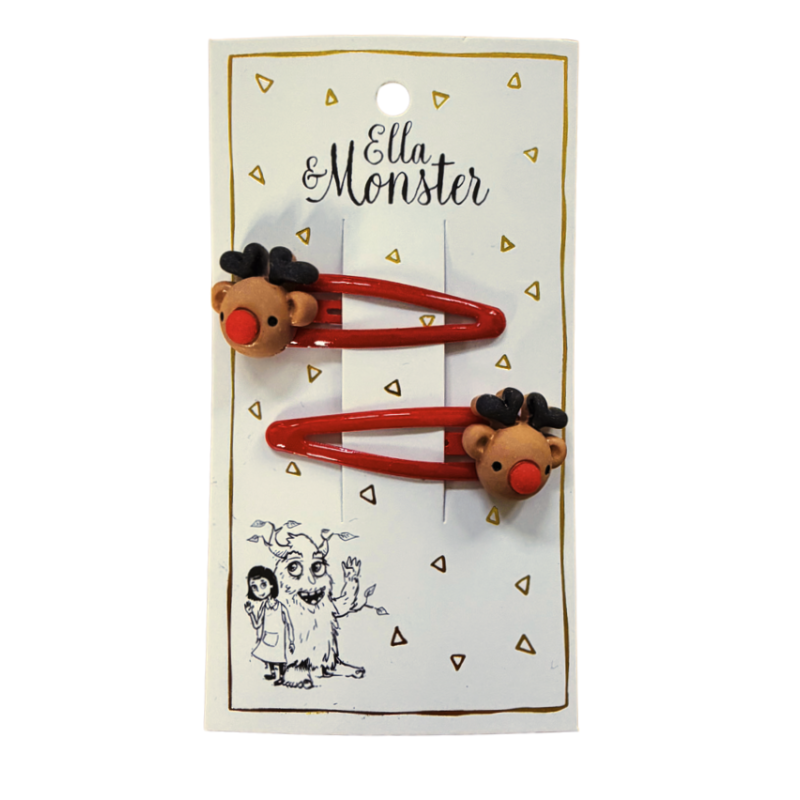 Rudolph's Red Nose Hair Clips - 6 PCS