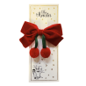 Cherry Velvet Bow – Red - 6 PCS