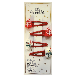 Snowman & Bells Hair Clips