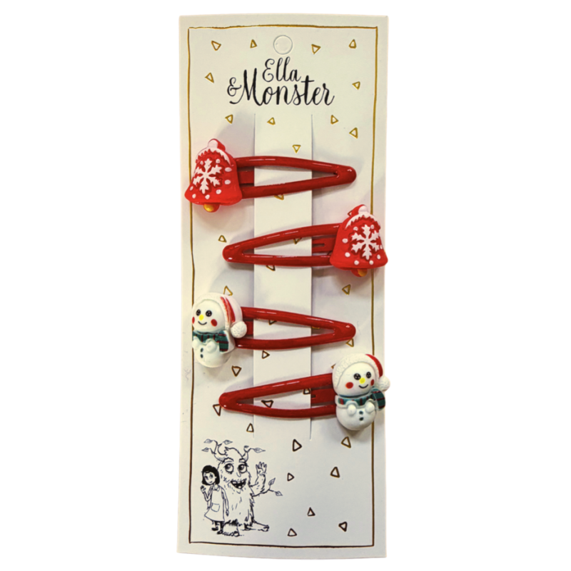 Snowman & Bells Hair Clips
