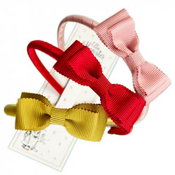 SWEET BOW THREE COLORS HAIR BAND 8'PACK MIX COLORS