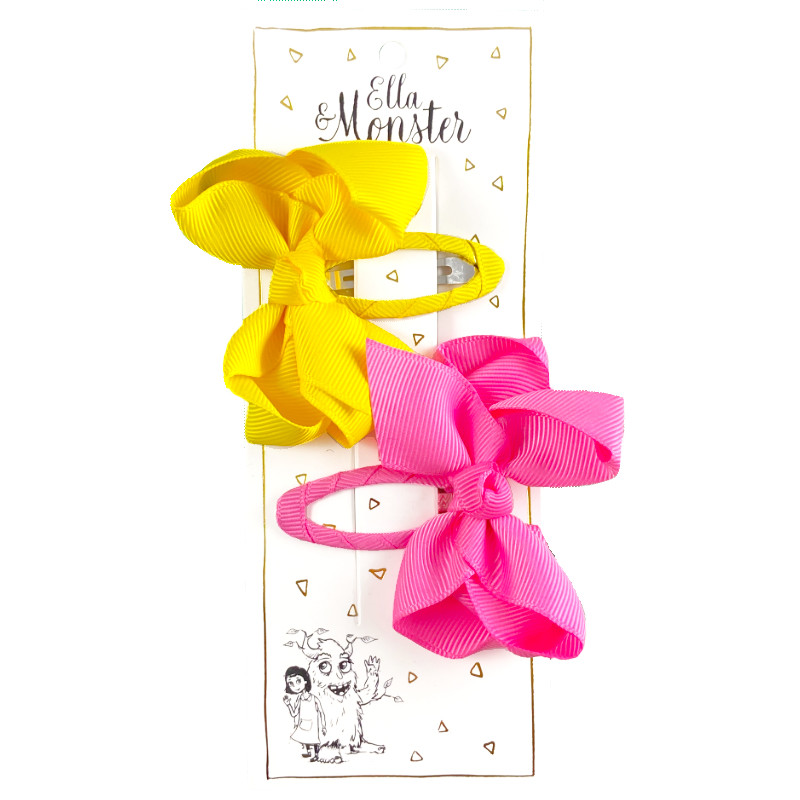 BIG HAPPY BOW SET yellow/pink  6'PACK
